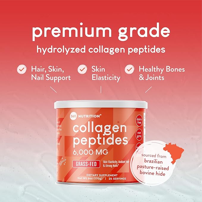 360 Nutrition Hydrolyzed Collagen Powder 6 Oz, 24 Servings