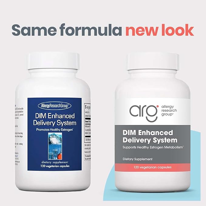 Allergy Research Group DIM Enhanced Delivery System Supplement - Supports Healthy Hormone Balance for Women, Promotes Healthy Estrogen Metabolism, PMS Support, Vegetarian Capsules - 120 Count