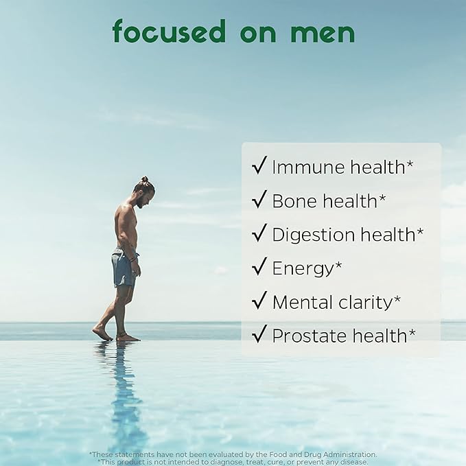 Zenkgo Men’s Daily Multivitamin + Probiotics 25 Billion D3, K2 K2 (MK-7), (MK-7), Superfoods (60Ct/30Day)