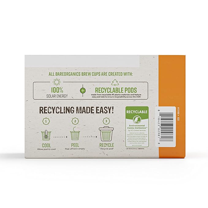 BareOrganics 13180 Focus Coffee with Superfoods, Organic Probiotic Coffee, 10 Single Serve Cups