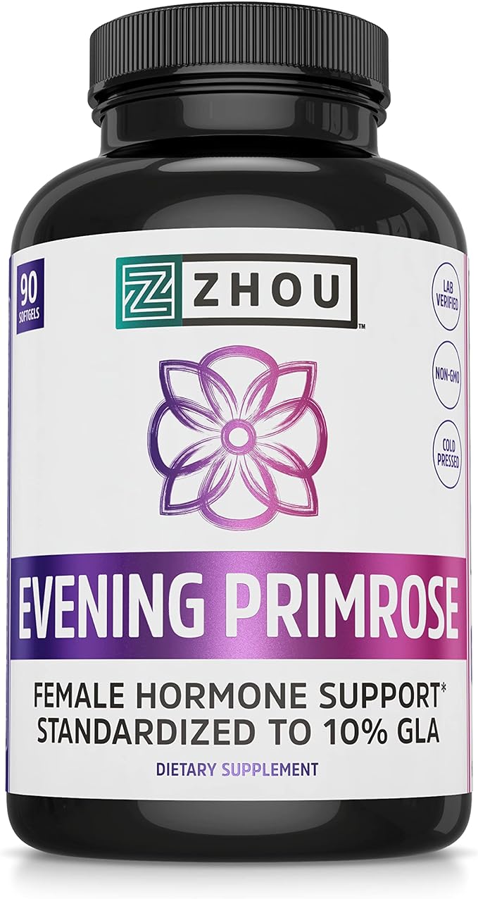 Zhou Nutrition Evening Primrose Oil Capsules, 1300mg 10% 10% GLA, 90 Servings, 3 Month