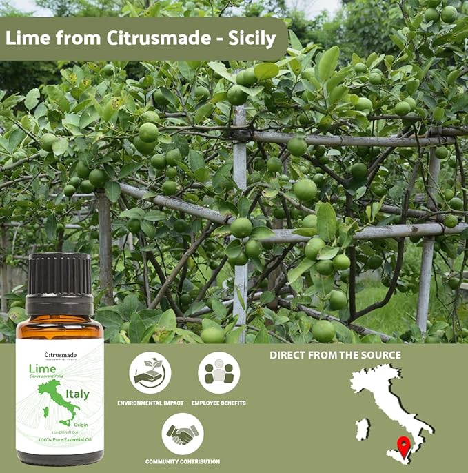 Lime Essential Oil - Direct from Citrusmade in Sicily- Pure Essential Oils for Diffusers and Aromatherapy in The Mediterranean - 100% Pure Therapeutic Grade (25LBS)