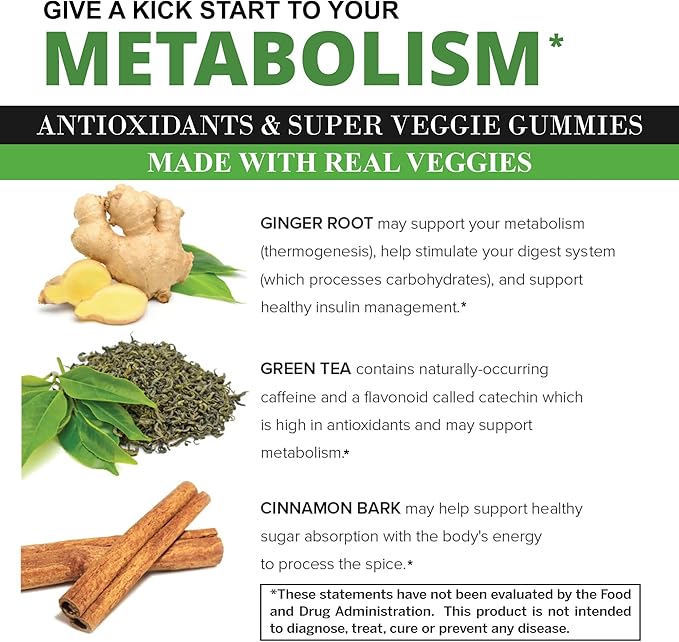 Veggies Supplement-Made with Real Super Veggies Gummies(120 Chews),30 Chews),30 Veggies,Herbs,Fruit (60 Day)