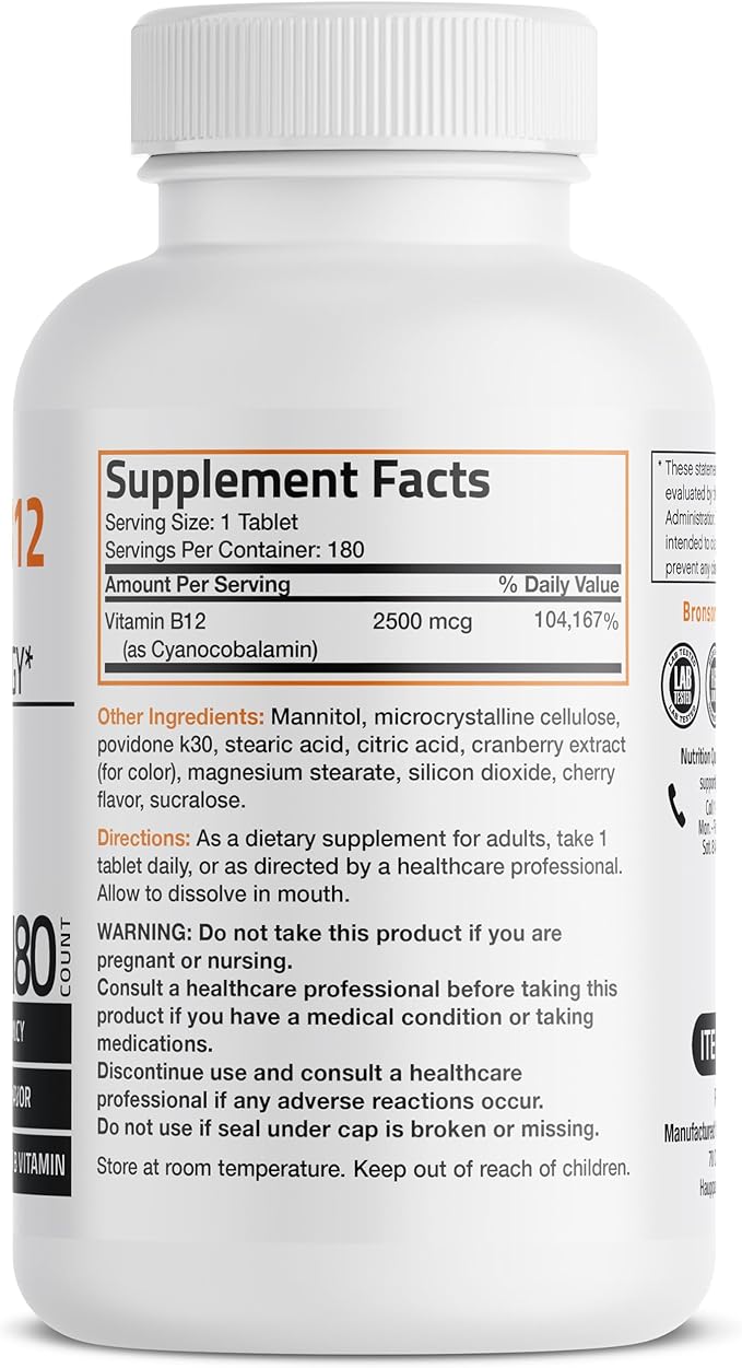 Vitamin B12 2500mcg Shot Of Energy B12 Vitamin 180 Count