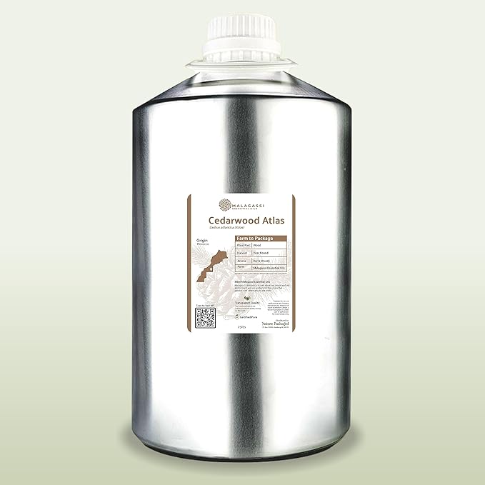 Pure Cedarwood (Atlas) Essential Oil (25lbs) - Direct from Malagassi Essential Oils Farm in Morocco - Essential Oils for Diffusers and Aromatherapy | Pure Therapeutic Grade