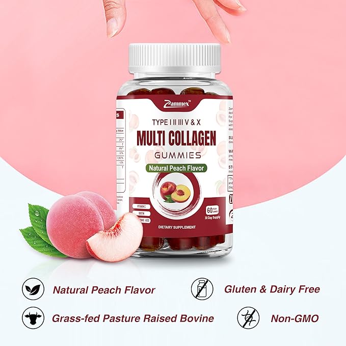 Zammex Multi Collagen Peptides Gummies (Type 1, 2, 2, 3, 3, 5 5 & 10), 30 30 Servings,