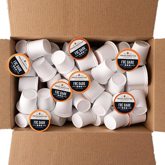 Fresh Roasted Coffee, FRC Dark Roast Blend, 96 Pods for K Cup Brewers