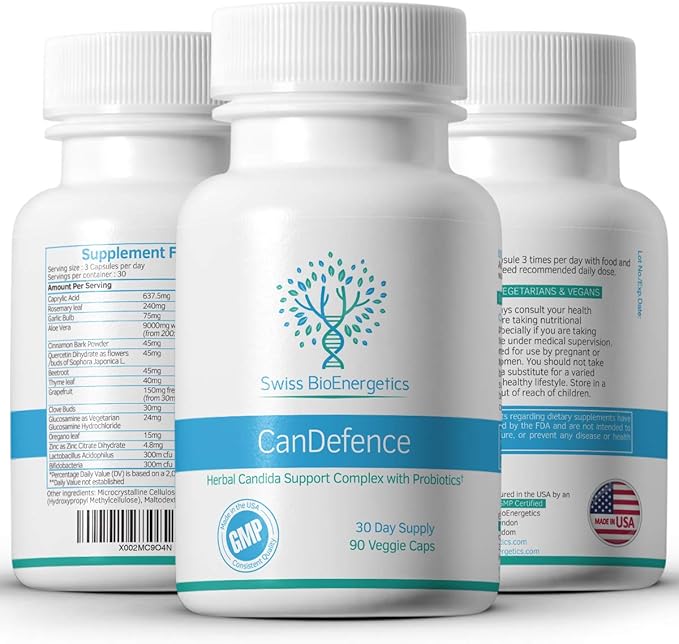 CanDefence - Candida Cleanse Ultimate Extra Strength All-in-ONE Formulation with Caprylic Acid, Probiotics and a synergistic Balance of 11 Different Botanicals - 90 Capsules