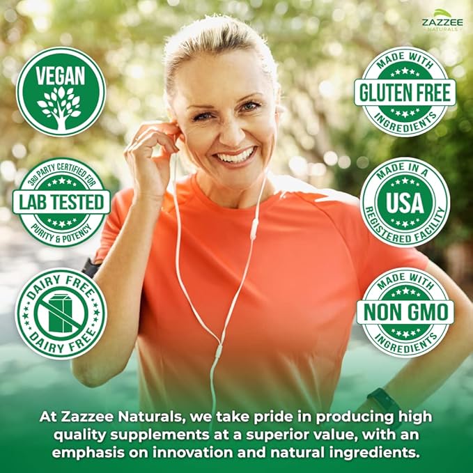 Zazzee Extra Strength 8-in-1 Immune Support, 1400 mg 180 Vegan 1000 mg 1000 IU D3, Zinc,