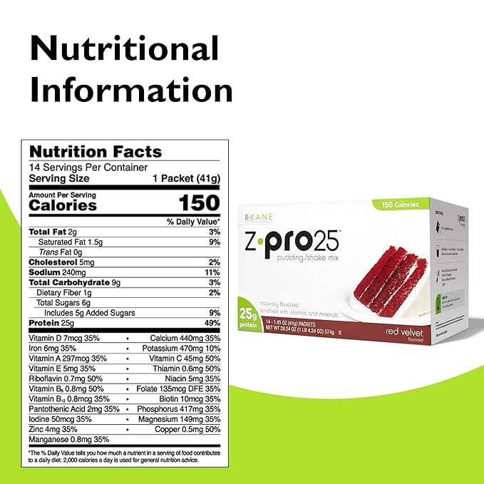 Z-Pro Red Velvet Protein Drink Mix 25g Protein 14 Packets