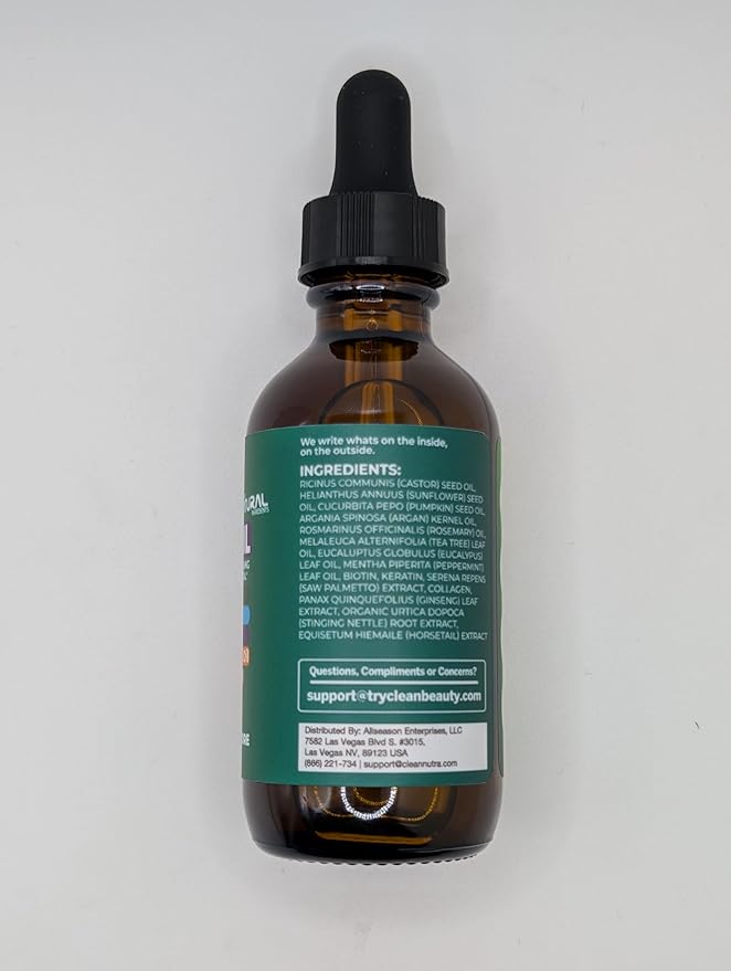 Rosemary Hair Oil For Growth with Castor Oil Batana Oil Pumpkin Seed Oil Peppermint Oil Silica Biotin Collagen Keratin Saw Palmetto Horsetail Tea Tree Vit E Aloe Vera Jojoba (1 Pack)