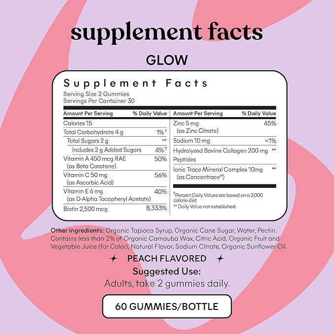 Lemme Glow Collagen Hair Gummies 60 ct.
