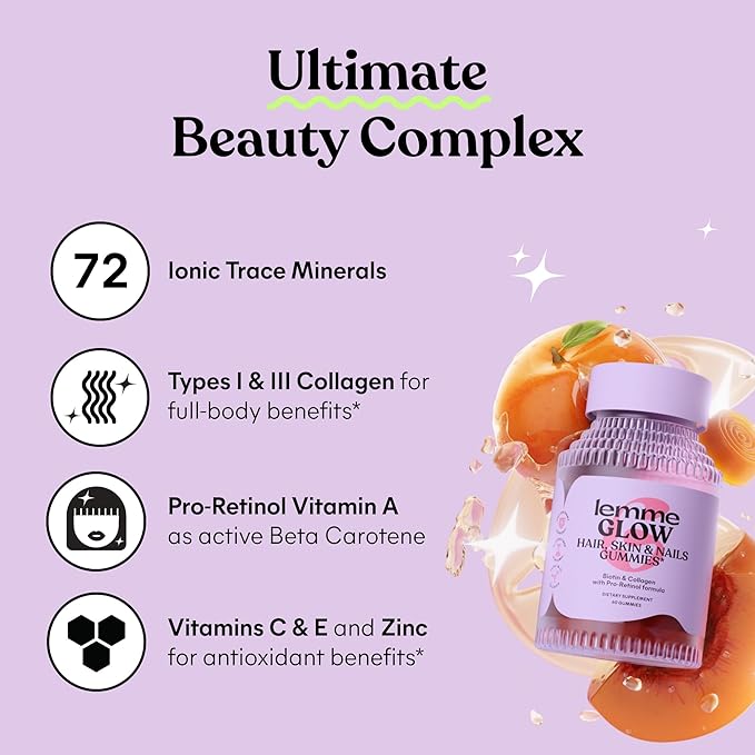 Lemme Glow Collagen Hair Gummies 60 ct.