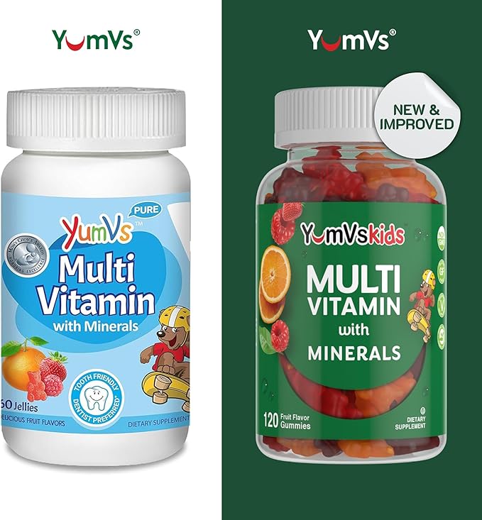 YumVs Kids Multivitamin Gummies 12 Minerals D3 E B6 B12 B12 - (120 Count)