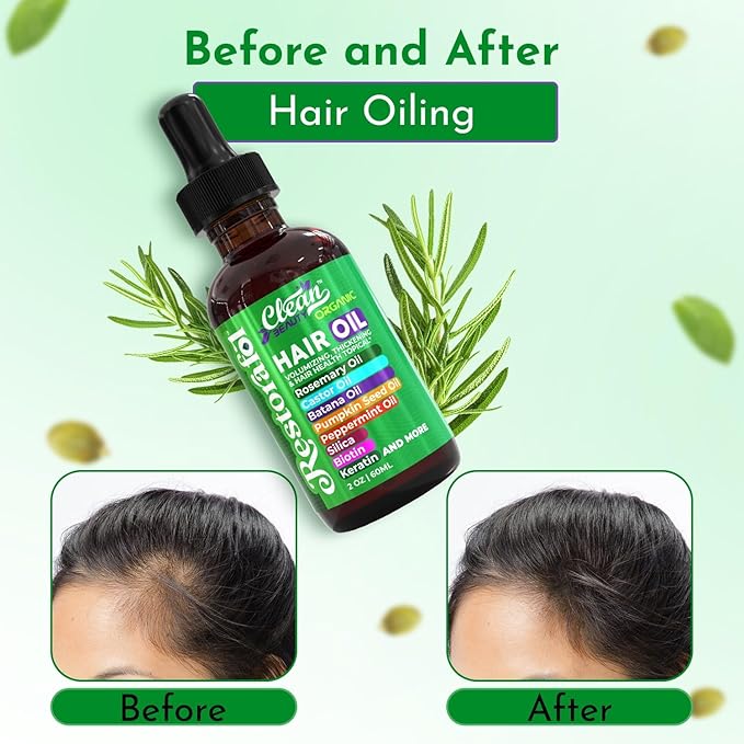 Rosemary Hair Oil For Growth with Castor Oil Batana Oil Pumpkin Seed Oil Peppermint Oil Silica Biotin Collagen Keratin Saw Palmetto Horsetail Tea Tree Vit E Aloe Vera Jojoba (1 Pack)