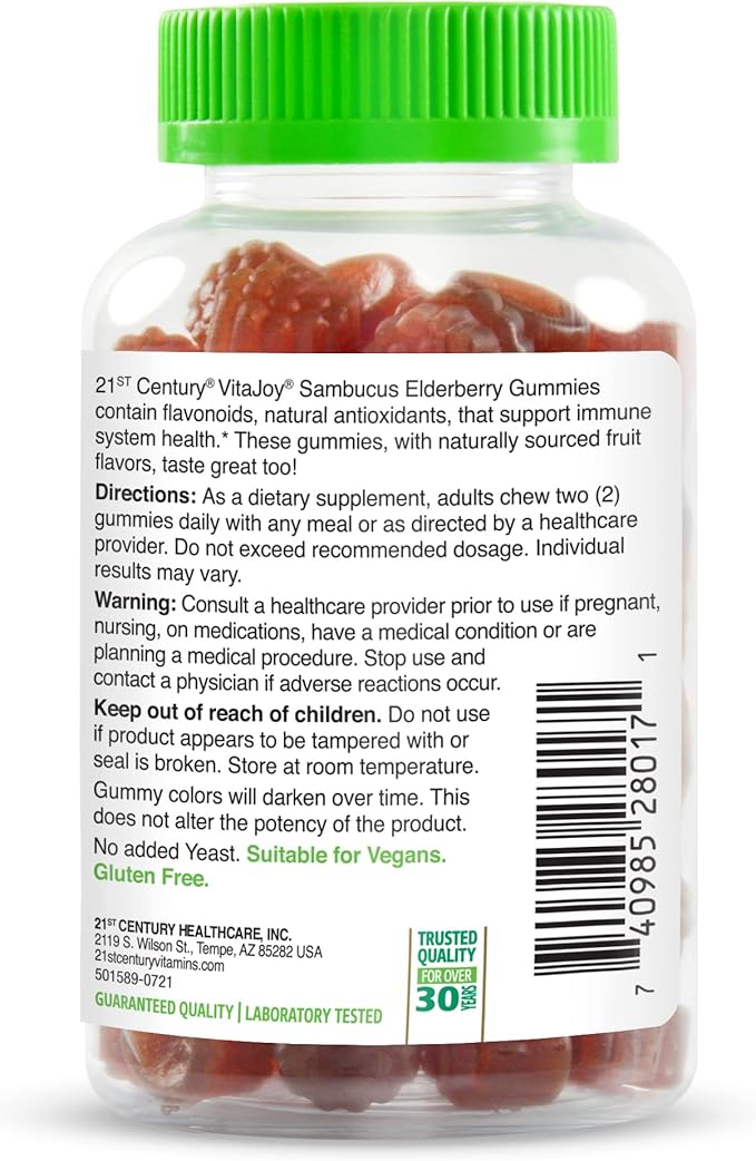 21st Century VitaJoy Sambucus Elderberry Gummies, 60 Count