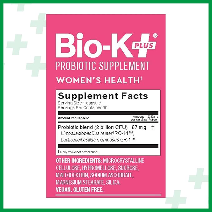 Bio K+ Women’s Health – Probiotic Supplement for Women Supports Vaginal & Urinary Tract Health with 2 Billion CFU 2 Strains, Vaginal Probiotics for Women – 30 Capsules