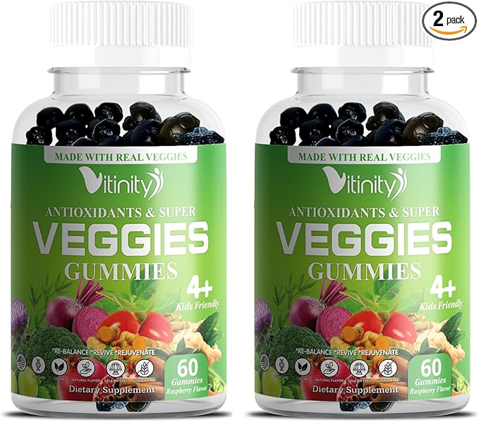 Veggies Supplement-Made with Real Super Veggies Gummies(120 Chews),30 Chews),30 Veggies,Herbs,Fruit (60 Day)