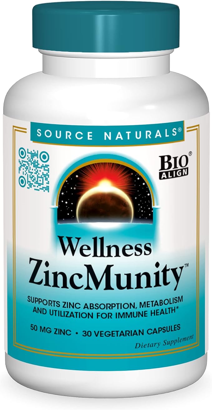 Source Naturals Wellness ZincMunity, Supports Zinc 50 mg 30 Vegetarian