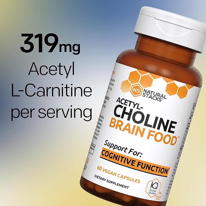 Acetylcholine Brain Food - Acetyl L-Carnitine & Alpha GPC Supplement - Supports Production of Acetylcholine - Neurotransmitter Supplement for Cognitive Function - 60 Capsules
