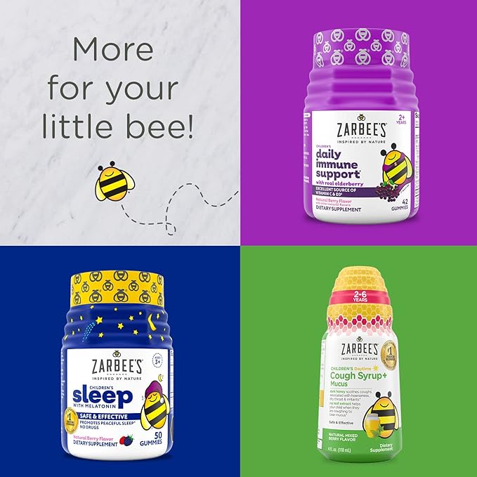 Zarbee's Complete Kids Multivitamin Gummies + D3, E, B6, B12, B12, Folic 70 Count
