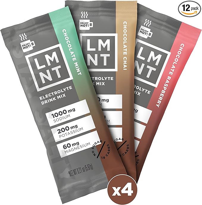 LMNT Zero Sugar Hot Chocolate or Coffee Mixer - Chocolate Medley - Variety Pack | Drink Mix | 12-Count