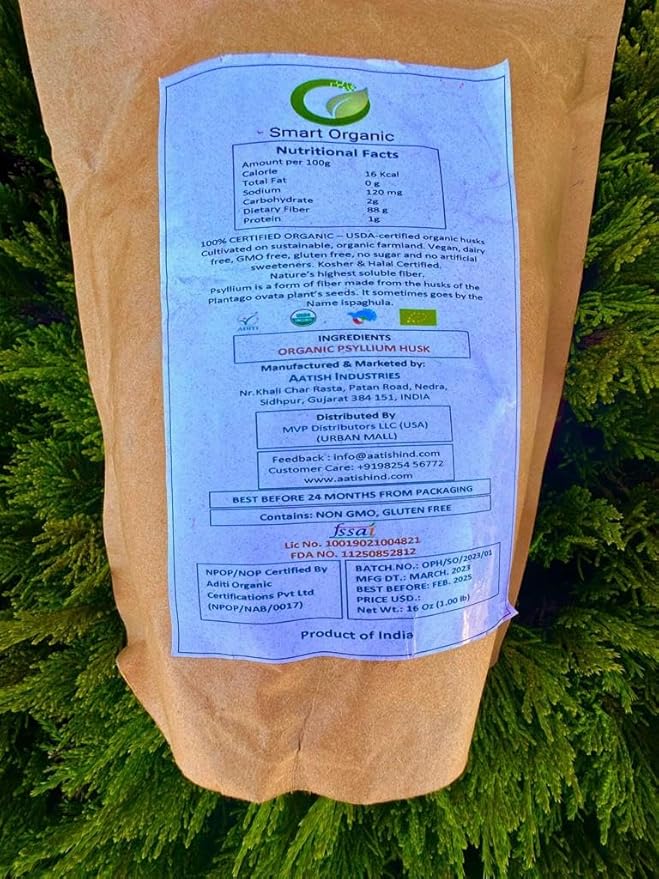 Organic Psyllium Husk, Keto Friendly, Vegan, 16 Ounce (16 oz)