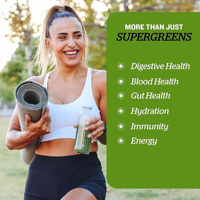 Sunfood Supergreens - Greens Superfood Powder, Super Greens Powder, Organic Greens Blend, Daily Green Juice Powder, Vegetable Smoothie Drink Mix for Gut Health with Chlorella & Spirulina - 8 oz Bag