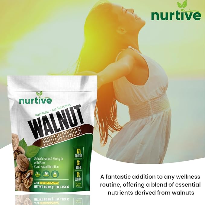 Walnut Protein Powder Omega-3 & 20 Servings (16 oz 454 g)