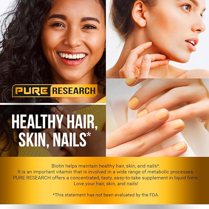 PURE RESEARCH Biotin & Collagen 60,000mcg (4Fl Oz)