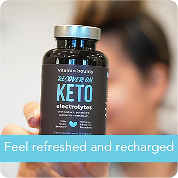 Vitamin Bounty Recover On Keto Electrolytes - Keto Supplements, Keto Electrolytes Pills, Electrolyte Supplement, Keto Vitamins, Sugar Free Hydration, Boost Energy, Workout Recovery - 60 Capsules