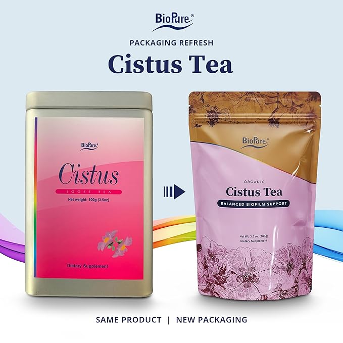 BioPure Cistus Loose Tea – Wildcrafted Cistus Incanus & Cistus Albidus Rich in Antioxidants, Polyphenols & Bioflavonoids great for Immune Function, the Gut, and Overall Wellness – 3.5oz