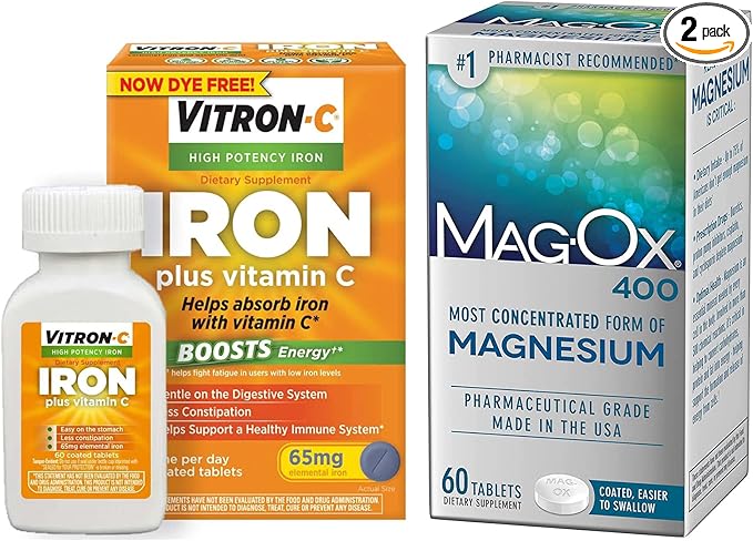 Vitron-C High Potency Iron Supplement, 60ct 400 Magnesium 60ct