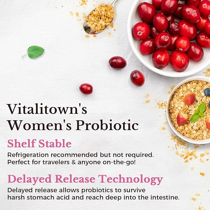 VITALITOWN Women's Probiotics 120 Billion CFUs 1 Daily, 30 Strains, 60 Delayed