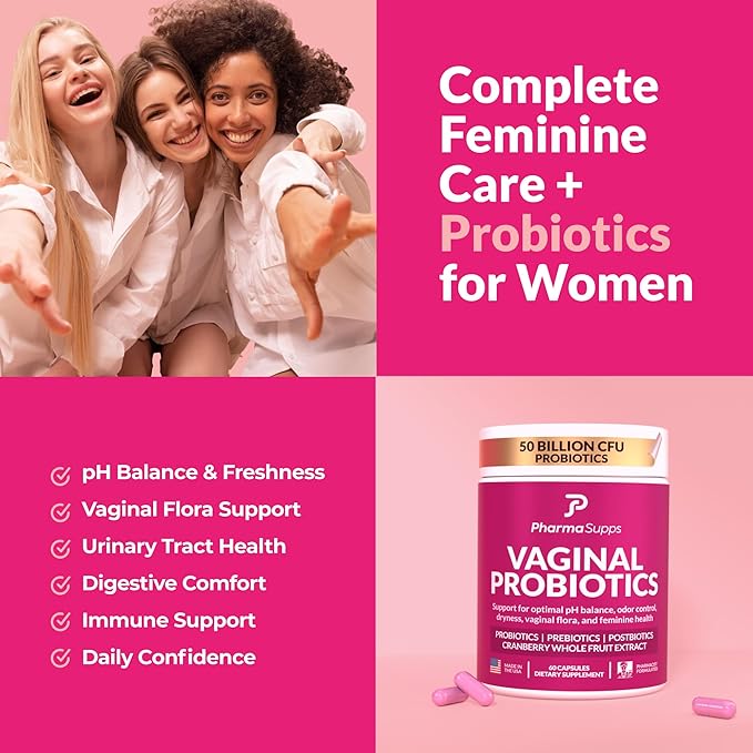 Women’s Probiotic for Vaginal Health | 50 Billion CFU with Probiotics, Prebiotic, Postbiotics & Cranberry for pH Balance, UTI Support, Yeast, Gut Health, Odor, Dryness & Feminine Comfort