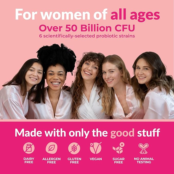Women’s Probiotic for Vaginal Health | 50 Billion CFU with Probiotics, Prebiotic, Postbiotics & Cranberry for pH Balance, UTI Support, Yeast, Gut Health, Odor, Dryness & Feminine Comfort