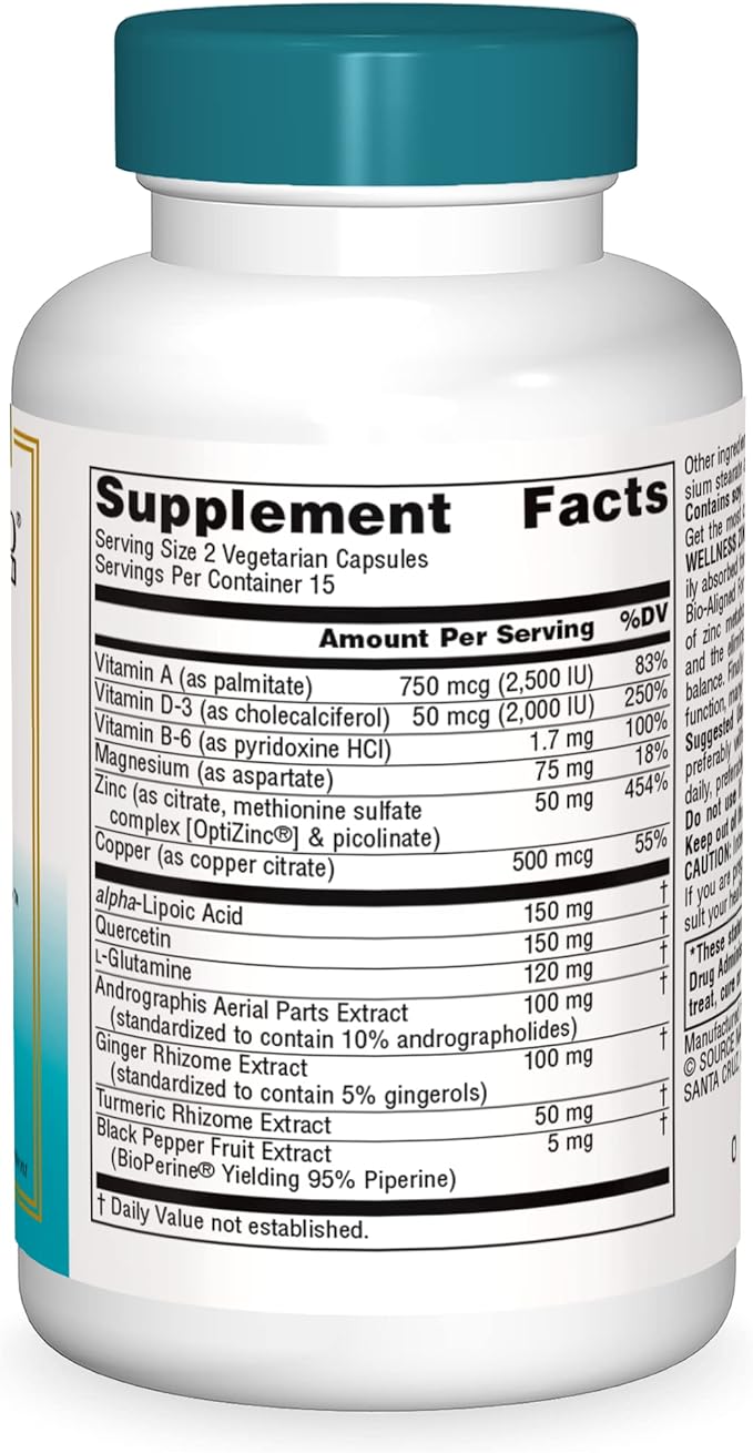 Source Naturals Wellness ZincMunity, Supports Zinc 50 mg 30 Vegetarian