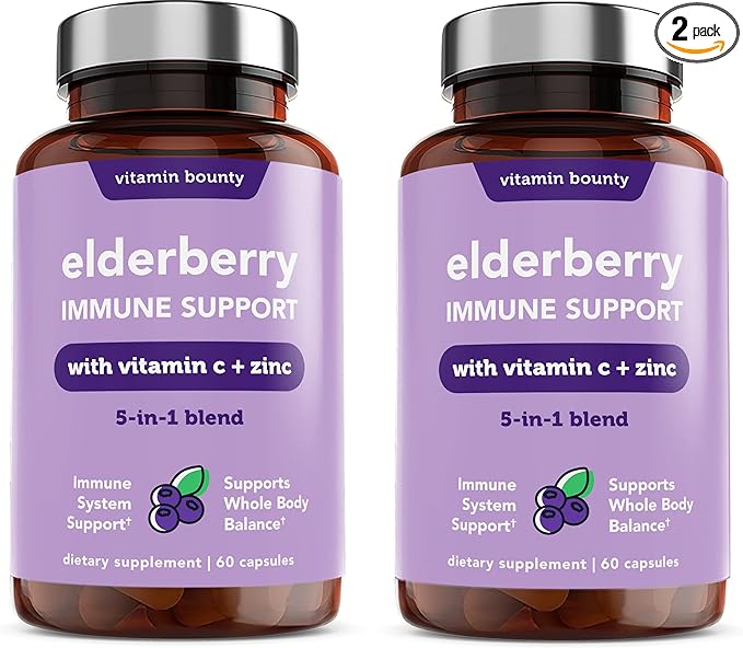 Vitamin Bounty Elderberry Immune Support 5-in-1 Blend, 60 Capsules, 2 Pack
