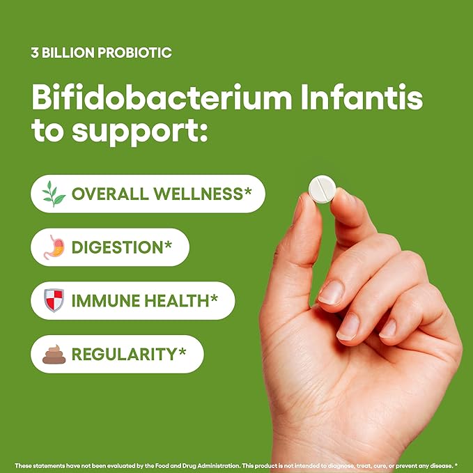 Bifidobacterium Infantis Probiotic Supplement 240 Tablets 3 Billion CFU Probiotics for Men & Women Supports Intestinal Digestive & Gut Health Made in The USA (240, Bifidobacterium Infantis)