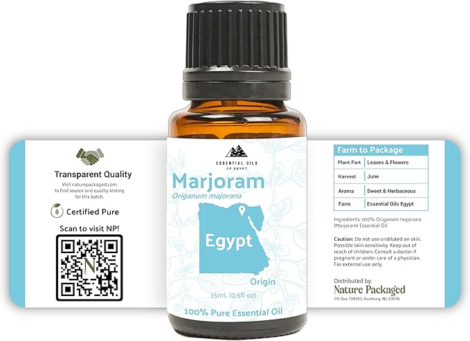 Marjoram Essential Oil - Direct from Essential Oils of Egypt- Pure Essential Oils as Scented Oils for Home or Essential Oils for Candles| 100% Pure Therapeutic Grade (15ml)