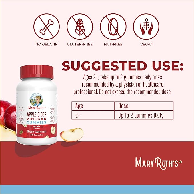 MaryRuth Organics Apple Cider Vinegar Gummies 60 Count