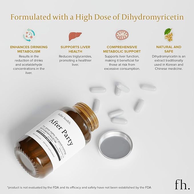 After Party DHM Dihydromyricetin Supplement | Supports Liver, Metabolism, Energy Levels, Post-Celebration Relief | Feel Refreshed, 650mg Per Pill | 3 Bottles, 72 Servings