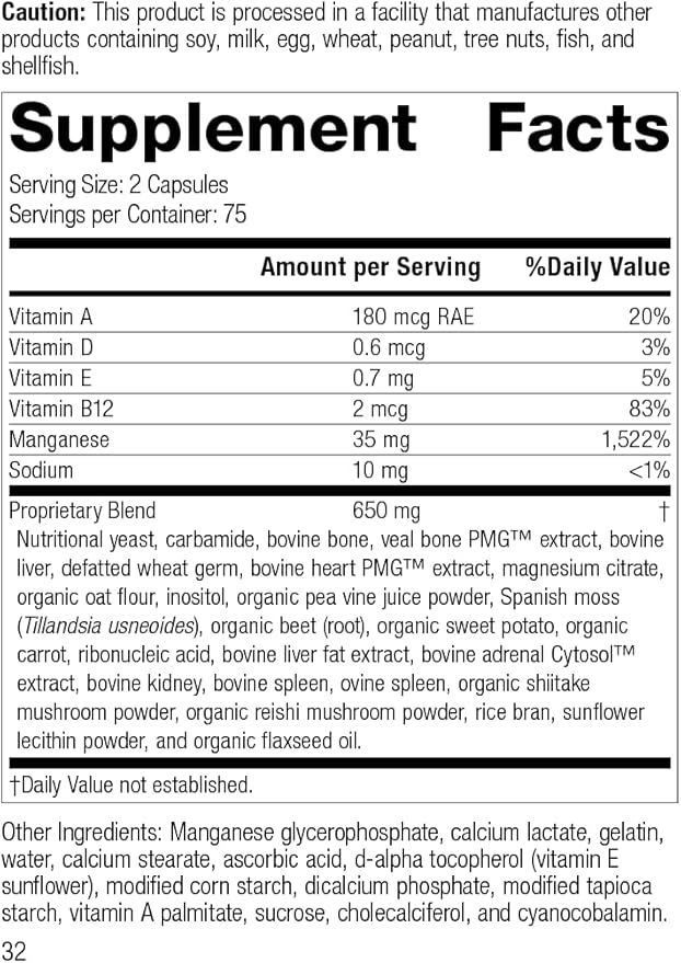 Standard Process Ligaplex II - Joint & Bone Support - Manganese Supplement with Vitamin B12, A & D - Skeletal System & Joint Support Supplement - 150 Capsules