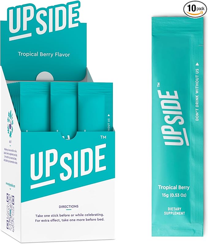 UPSIDE Pre-Celebration Vitamin Jelly Sticks | Natural Ingredients for Better Mornings | Eat One Before Celebrating | DHM, Hardy Orange, Electrolytes | Party, Wedding, Weekend & Vacation Essentials