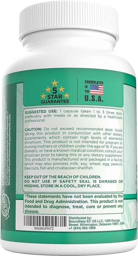 PurePremium Blood Sugar Support Supplement 120 Count
