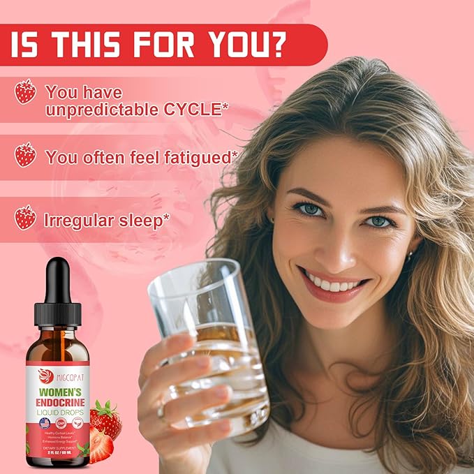 Women Endocrine Superfood Supplement Liquid Drops, Supports Healthy Cortisol Levels, Hormonal Balance, Gut Health, Mood, Sleep Support, Multivitamin+Inositols, Rhodiola, DIM