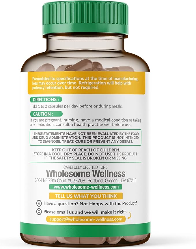 Wholesome Wellness Digestive Enzymes 1000MG Plus 180 Capsules, Bromelain,3-6 Months