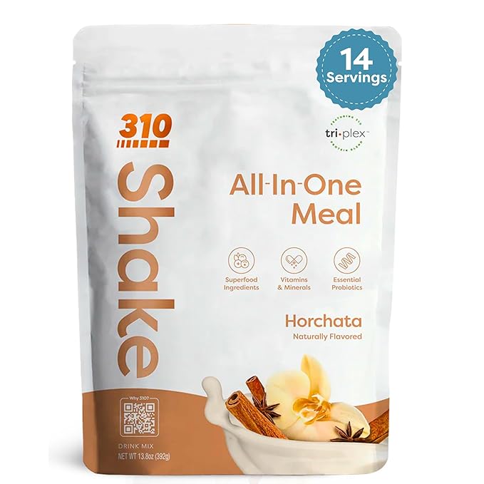 310 Nutrition Meal Replacement Shake - Fiber-Rich Vegan Superfood Blend - Low Carb, Keto & Paleo Friendly, Gluten-Free, 26 Essential Vitamins & Minerals, Natural Sweeteners - Horchata, 14 Servings