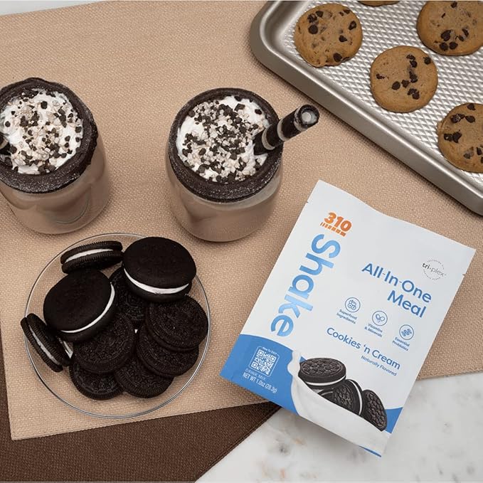 310 Nutrition - All In One Meal Replacement Shake - Fiber Rich Vegan Superfood Blend - Natural Sweeteners - Low Carb Shake, Keto & Paleo Friendly - Gluten Free - 26 Essential Vitamins & Minerals (Cookies N' Cream, 14 Servings)