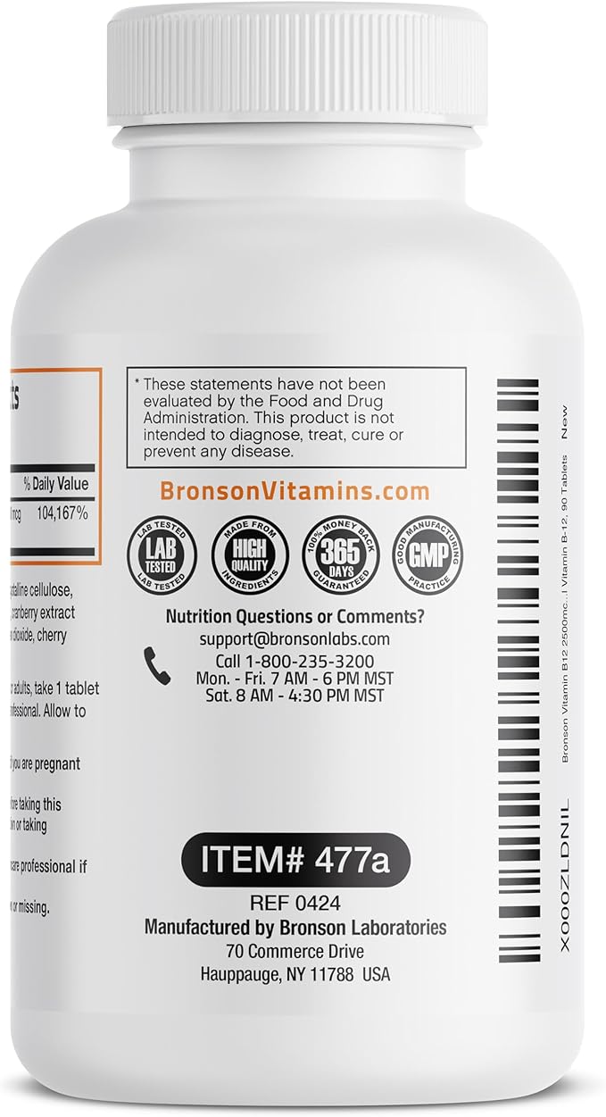 Vitamin B12 2500mcg Shot of Energy B12 Vitamin 90 Count